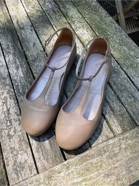 BelloFatto Made in Italy Taupe T-Strap Leather Ballet Flats